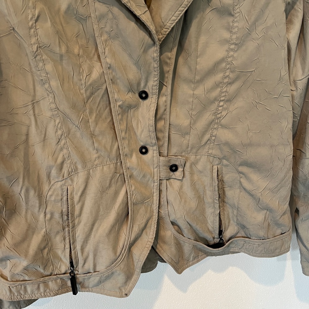 Y2K Jamie Sadock Crinkle Texture Utility Blazer Jacket Zipper Pockets Metal - Picture 6 of 12